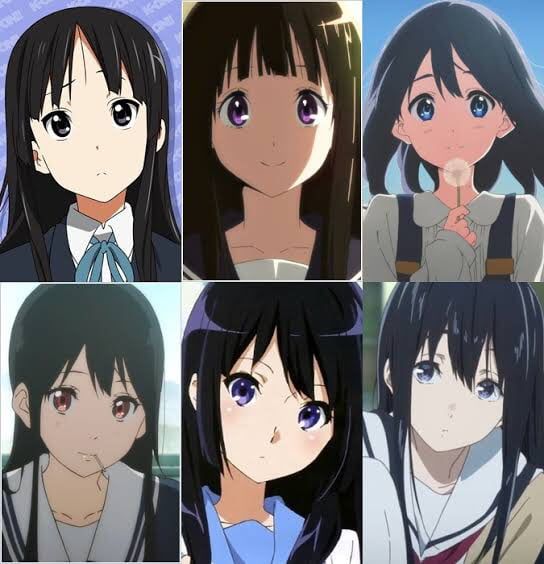 Black hair anime Waifus
